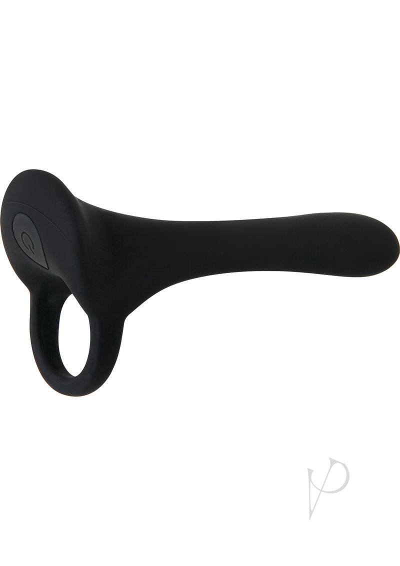 Zero Tolerance Cock Armor Rechargeable Silicone Vibrating Cock Ring with Long Bullet - Black