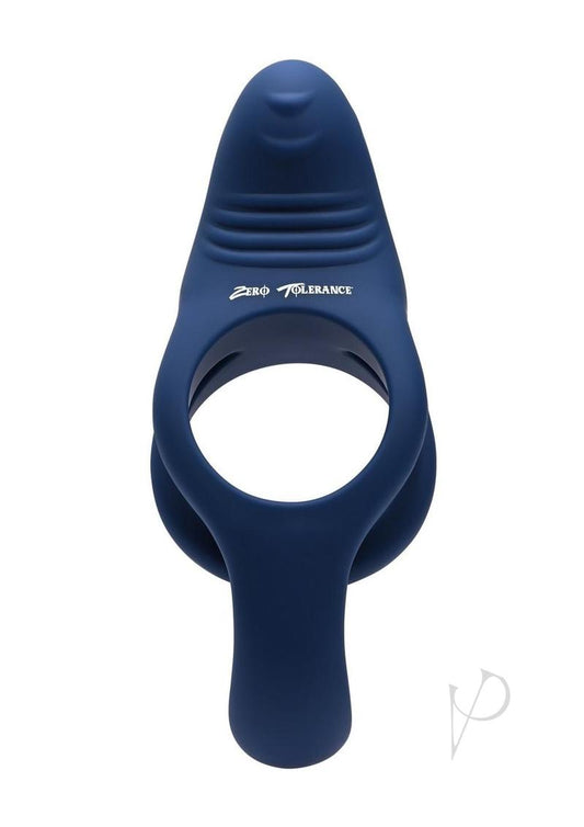 Zero Tolerance Ring Around The Rosy Rechargeable Silicone Double Cock Ring - Blue