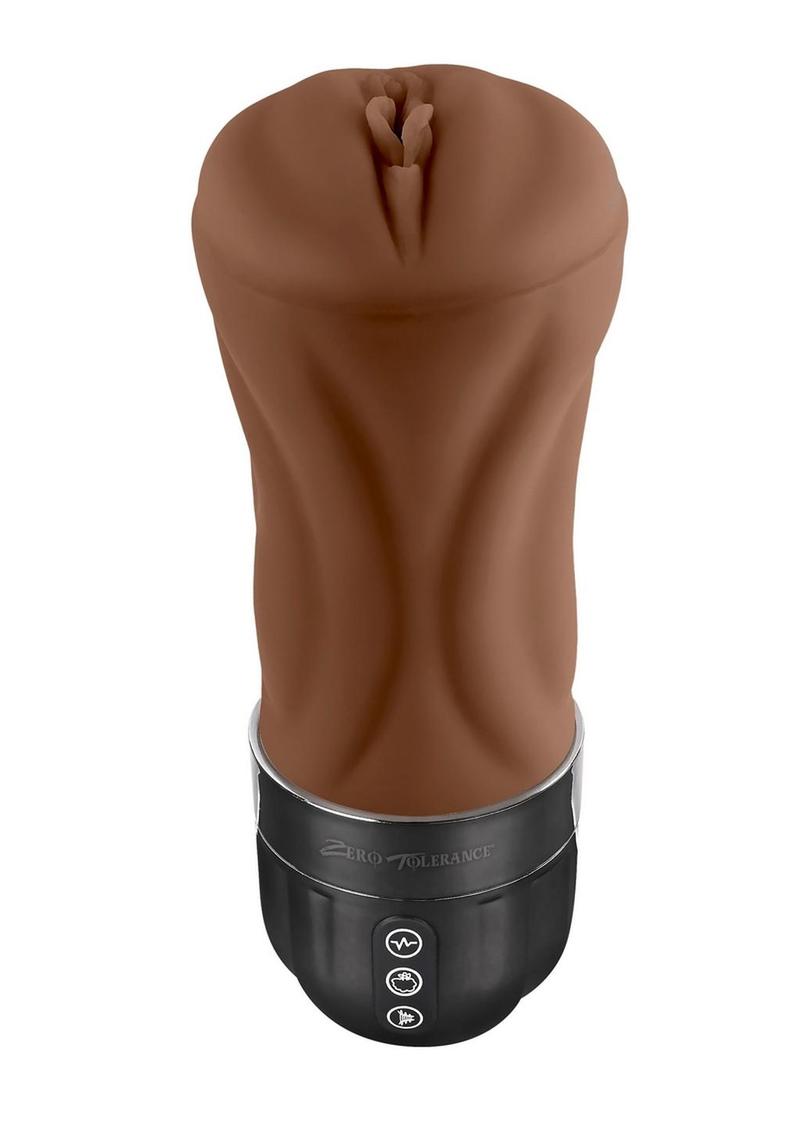 Zero Tolerance Tight Lipped Rechargeable Pussy Masturbator - Chocolate