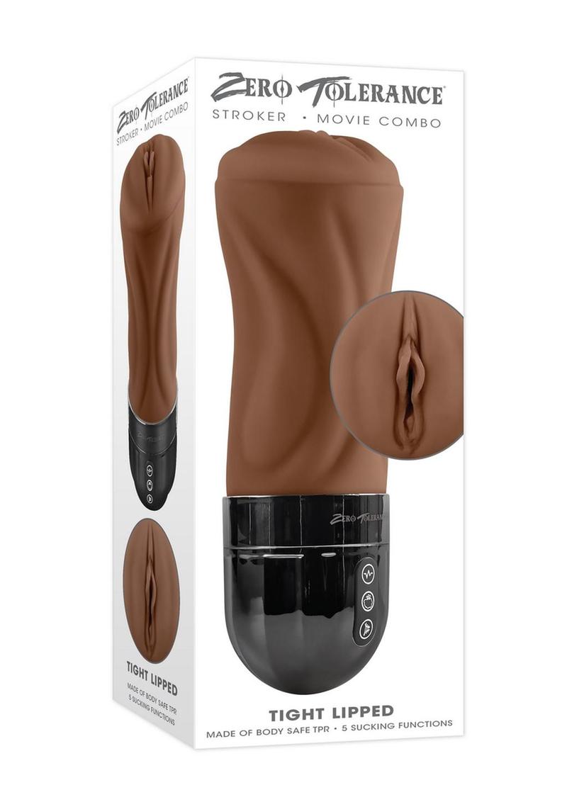 Zero Tolerance Tight Lipped Rechargeable Pussy Masturbator - Chocolate