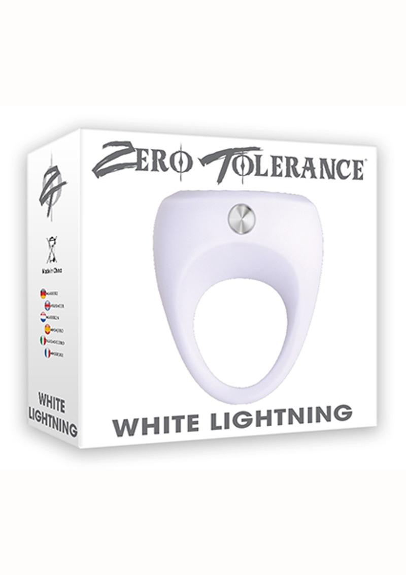 Zero Tolerance White Lightning Silicone Vibrating Cock Ring - White