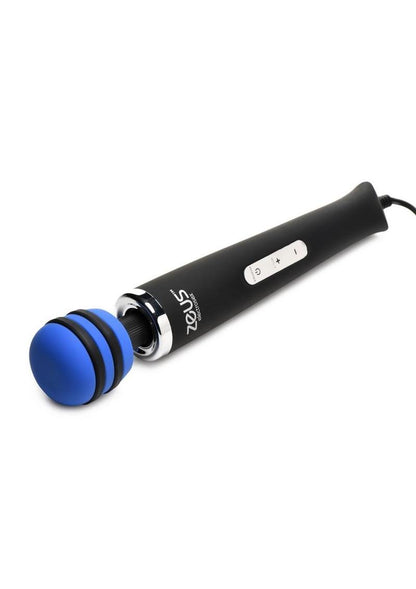 Zeus Electrosex E-Stim Vibrating Silicone Wand Massager - Black/Blue